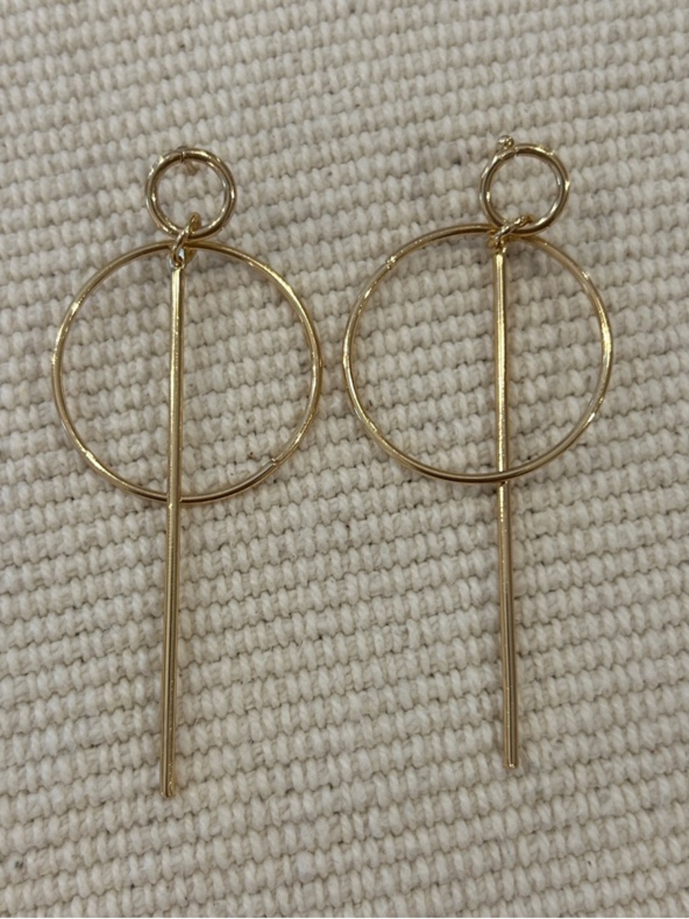 Gold Geometric Hoop Drop Earrings - Unbranded